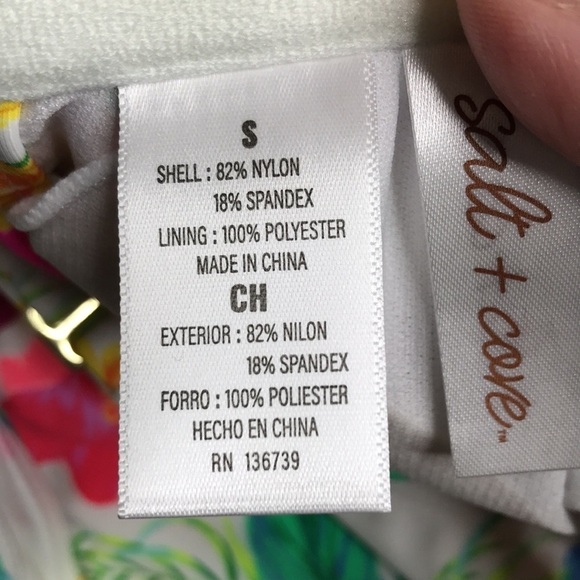 Salt + Cove Hibiscus Knot-Front One-Piece Swimsuit, Size Small New - Picture 10 of 12